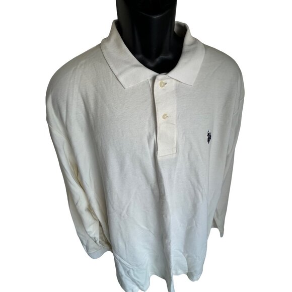 Mens U.S. Polo Assn. Long Sleeve Beige Polo Shirt - Picture 3 of 10